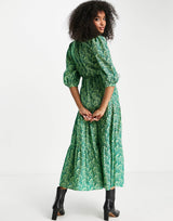 Whistles Maxi Smock Dress With Tie Waist In Abstract Print