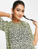 Whistles Short Sleeve Mini Dress With Ruffle Hem In Ditsy Floral