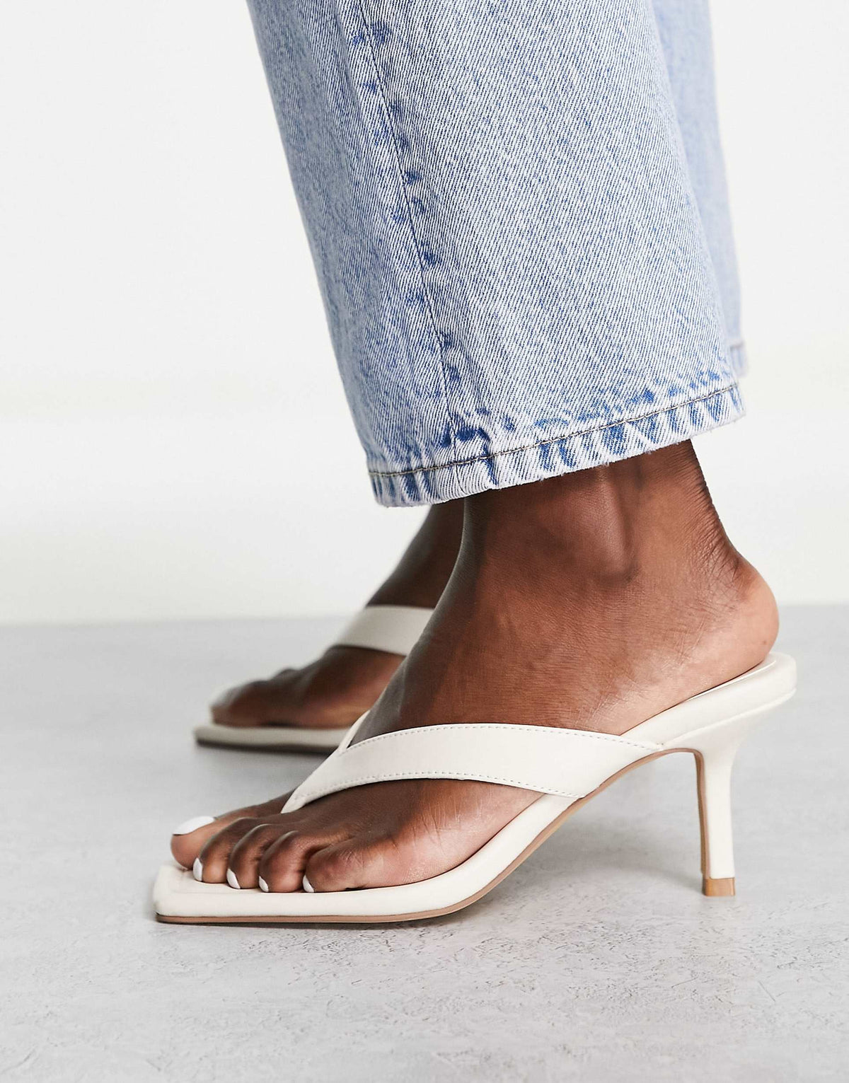 Office Messina Thong Heeled Sandals In Off White