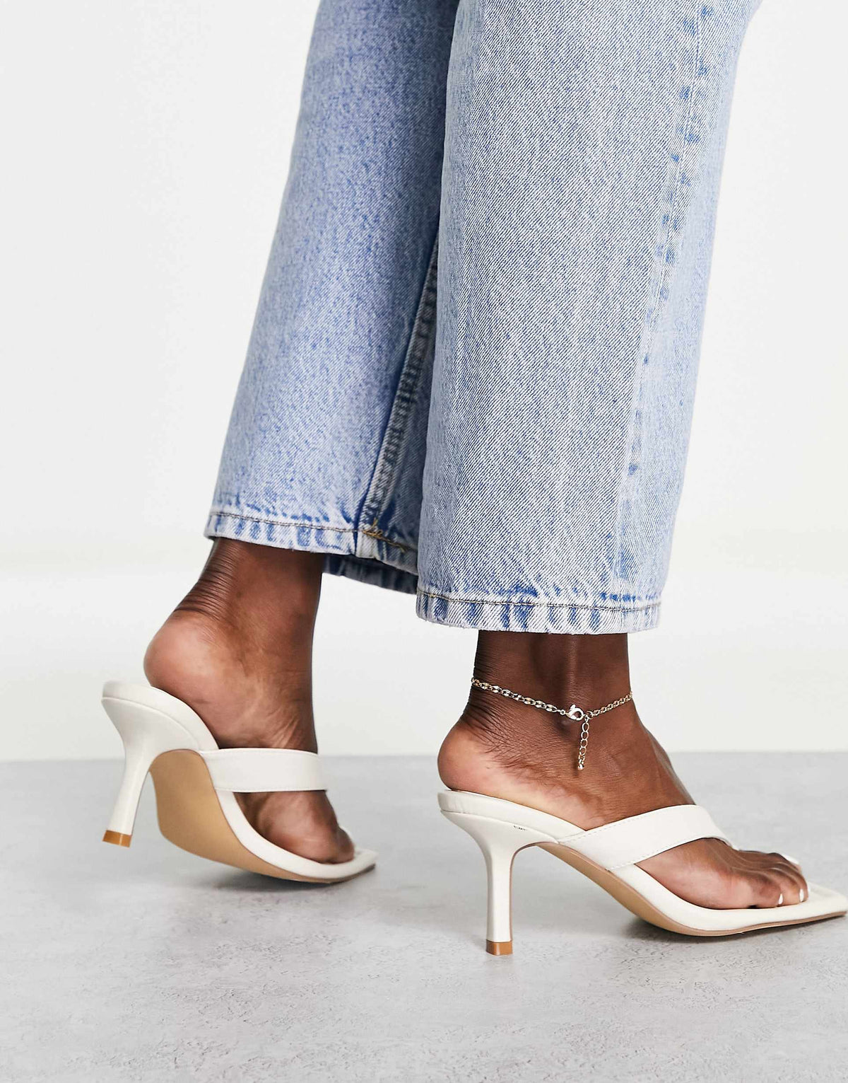 Office Messina Thong Heeled Sandals In Off White