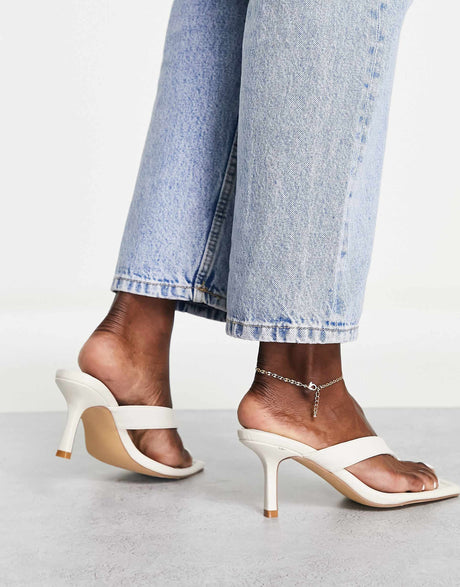 Office Messina Thong Heeled Sandals In Off White