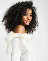 River Island Bardot Top With Organza Bows In White