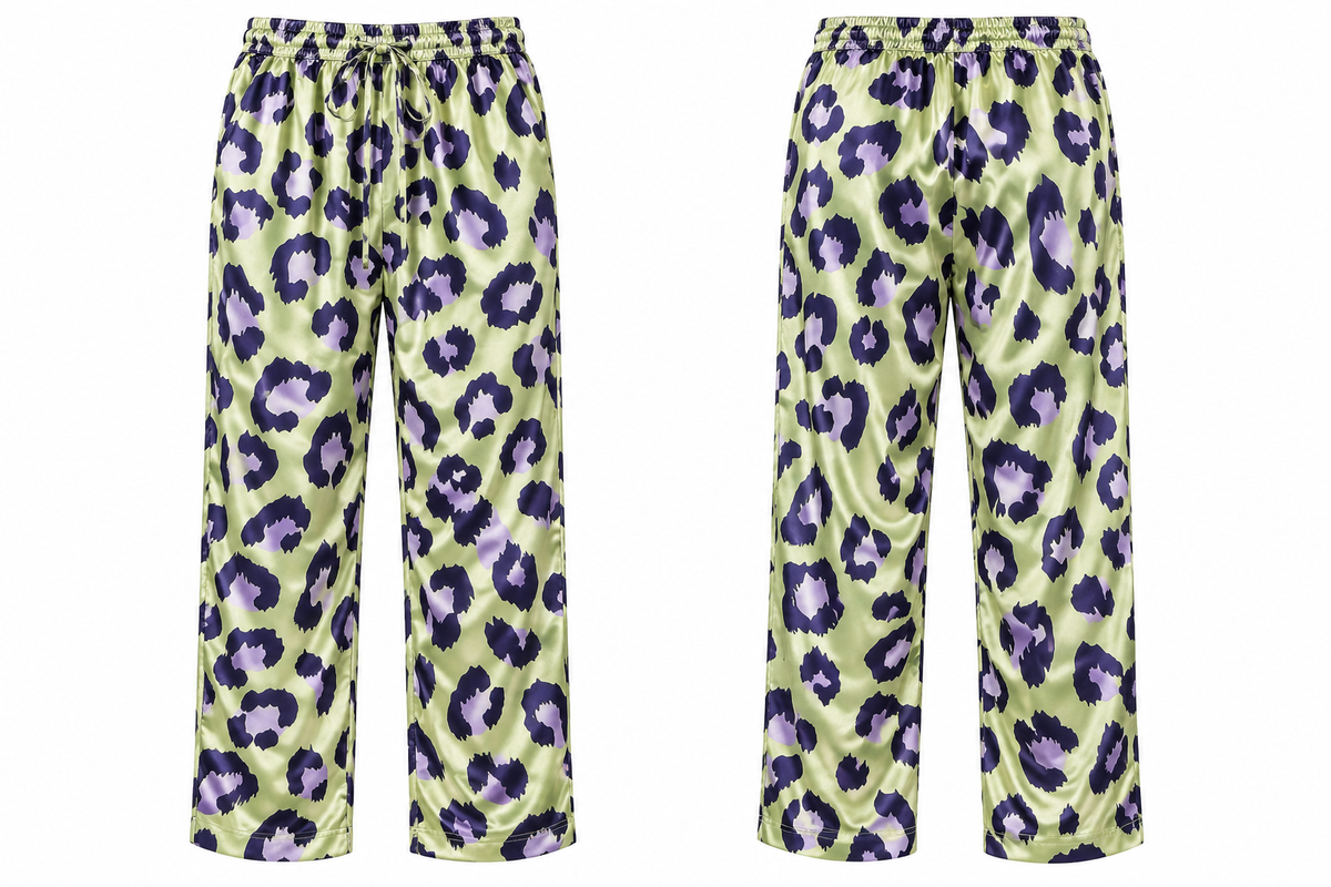 Asos Design Mix & Match Pastel Animal Satin Pyjama Trouser In Lime & Lilac