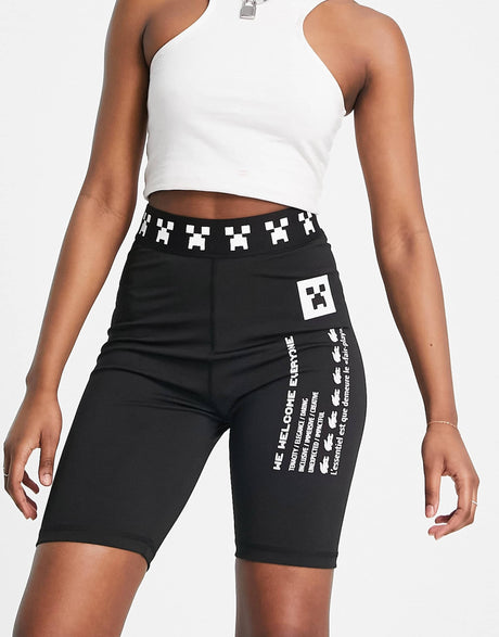 Lacoste X Minecraft Graphic Legging Shorts In Black