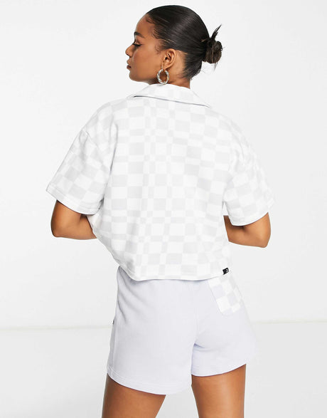 Puma Downtown Checkerboard Shirt In Pale Blue And White