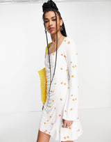 Free People Celia Polka Dot Mini Dress In Ivory