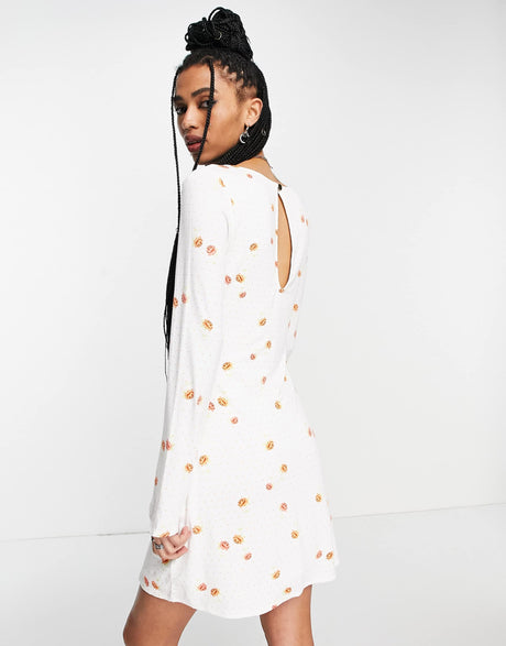 Free People Celia Polka Dot Mini Dress In Ivory