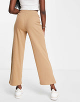 Puma Ribbed High Waisted Wide Leg Trousers In Tan -