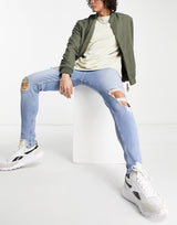 Jack & Jones Intelligence Pete Carrot Jeans With Rips In Blue