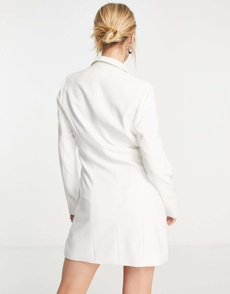 4Th & Reckless Blazer Dress With Wrap Skirt In Off White