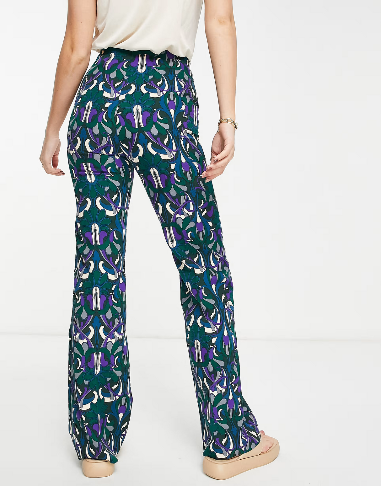 Mango Straight Leg Trousers In 70S Retro Print