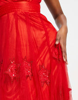 A Star Is Born V Neck Embellished Maxi Prom Dress In Red