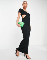 Public Desire Double Layer Slinky Cut Out Maxi Dress In Black