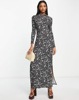 Ghospell Long Sleeve Maxi Dress In Dark Floral
