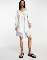 Free People Oxford Swing Tunic Blouse In Off White