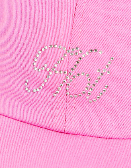 New Girl Order Cap In Pink With Hot Rhinestone Spellout