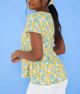 In The Style Stacey Solomon Floral Print Smock Top In Blue