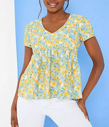 In The Style Stacey Solomon Floral Print Smock Top In Blue