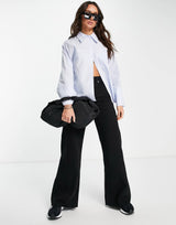 Aligne Organic Cotton Boxy Shirt With Pointed Collar In Blue Stripe