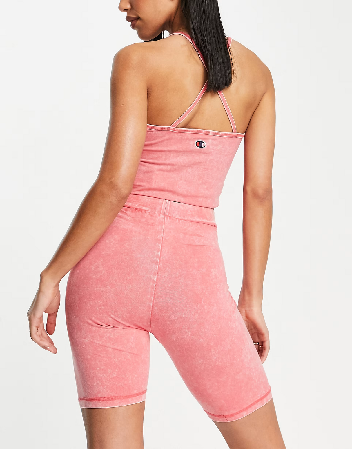 Champion Legging Shorts With Small Logo In Washed Pink