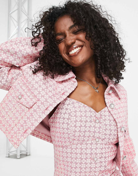 Urban Revivo Cropped Denim Jacket In Pink