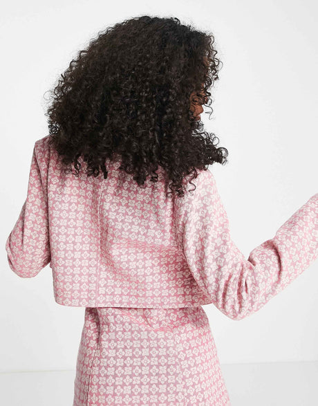 Urban Revivo Cropped Denim Jacket In Pink