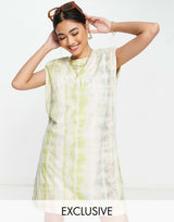 Allsaints X Asos Exclusive Coni Dropout Tank Dress In Lime Print