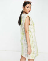 Allsaints X Asos Exclusive Coni Dropout Tank Dress In Lime Print