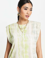 Allsaints X Asos Exclusive Coni Dropout Tank Dress In Lime Print