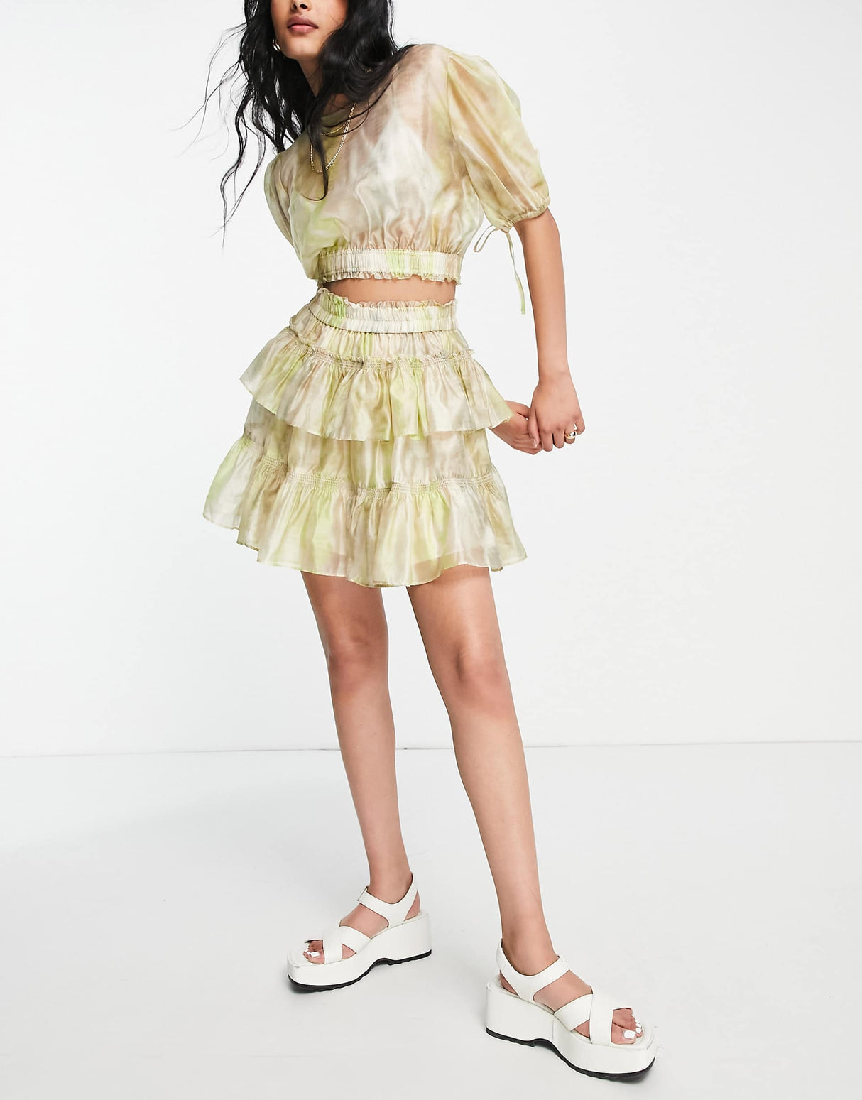 Allsaints X Asos Exclusive Co-Ord Astra Skirt In Lime