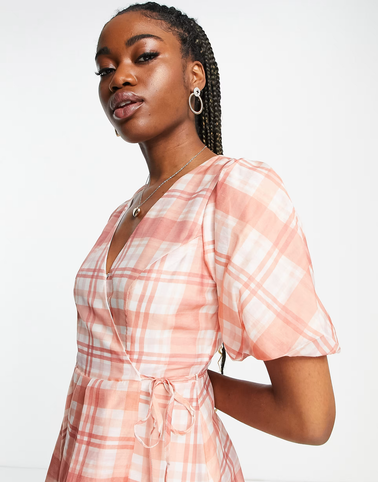 Forever New Puff Sleeve Mini Dress In Oversized Red Check