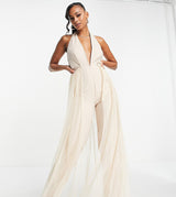 Starlet Exclusive Fitted Jumpsuit With Detachable Tulle Skirt In Rose