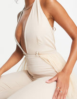 Starlet Exclusive Fitted Jumpsuit With Detachable Tulle Skirt In Rose