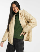 Selected Monika Hooded Quilted Jacket In Beige