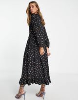 Edited Maxi Tea Dress With Frill Collar In Multi Paisley Print