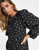 Edited Maxi Tea Dress With Frill Collar In Multi Paisley Print