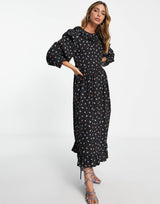 Edited Maxi Tea Dress With Frill Collar In Multi Paisley Print