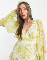 Hope & Ivy Cameron Frill Mini Dress In Yellow