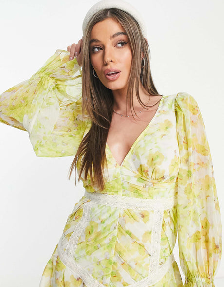 Hope & Ivy Cameron Frill Mini Dress In Yellow