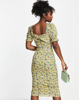 Hope & Ivy Made With Liberty Fabric Floral Dress In Yellow