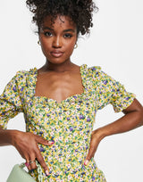 Hope & Ivy Made With Liberty Fabric Floral Dress In Yellow