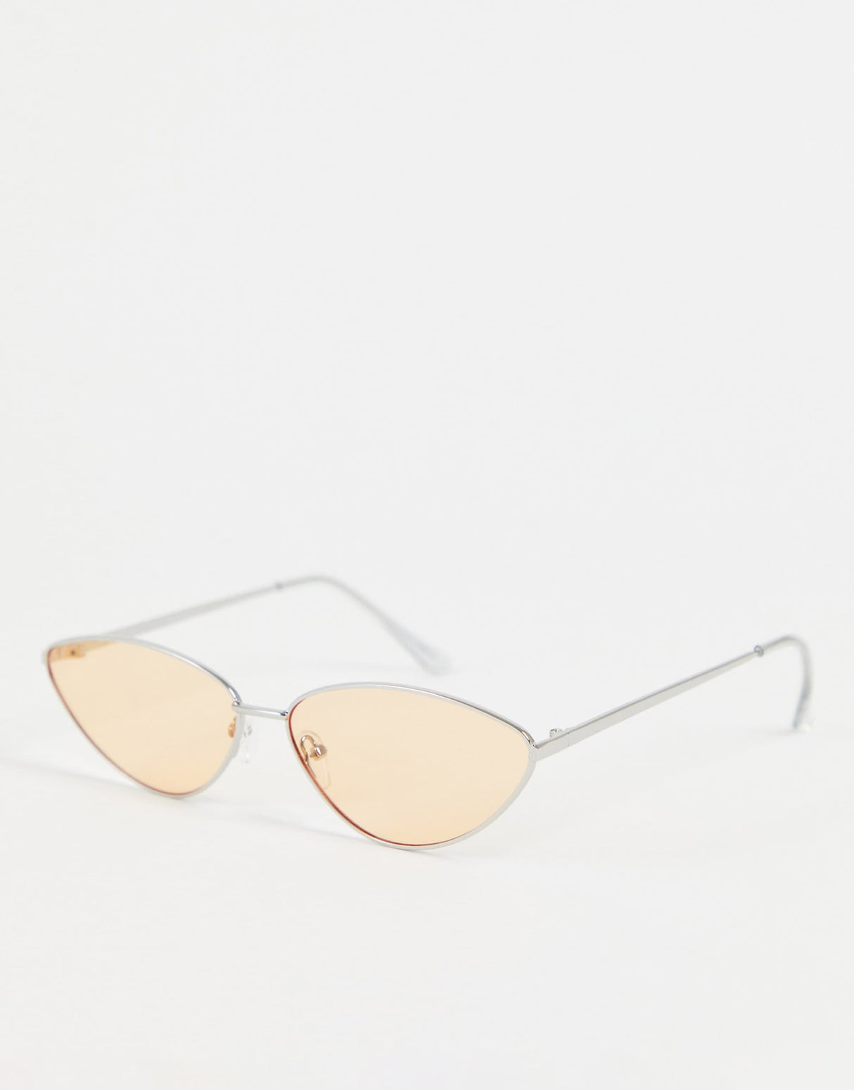 Jeepers Peepers Cat Eye Sunglasses With Silver Frames And Pale Orange Lens