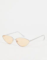 Jeepers Peepers Cat Eye Sunglasses With Silver Frames And Pale Orange Lens