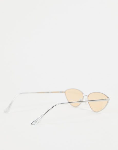 Jeepers Peepers Cat Eye Sunglasses With Silver Frames And Pale Orange Lens