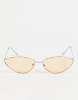 Jeepers Peepers Cat Eye Sunglasses With Silver Frames And Pale Orange Lens