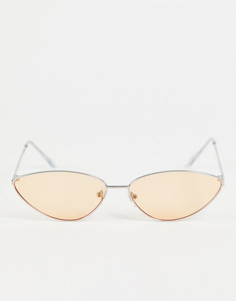 Jeepers Peepers Cat Eye Sunglasses With Silver Frames And Pale Orange Lens