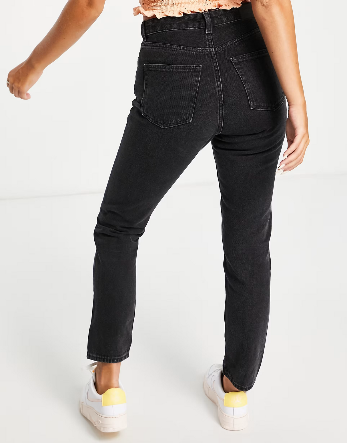 Monki Kimomo High Waist Mom Jeans With Cotton In Wash Black