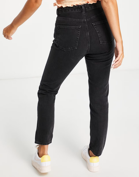 Monki Kimomo High Waist Mom Jeans With Cotton In Wash Black