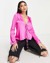 Never Fully Dressed Ruffle Blouse Co-Ord In Fuchsia Pink