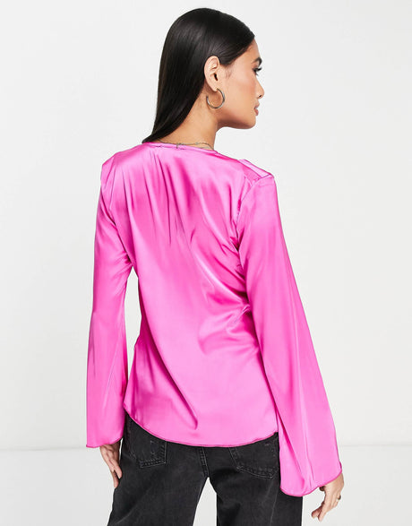 Never Fully Dressed Ruffle Blouse Co-Ord In Fuchsia Pink